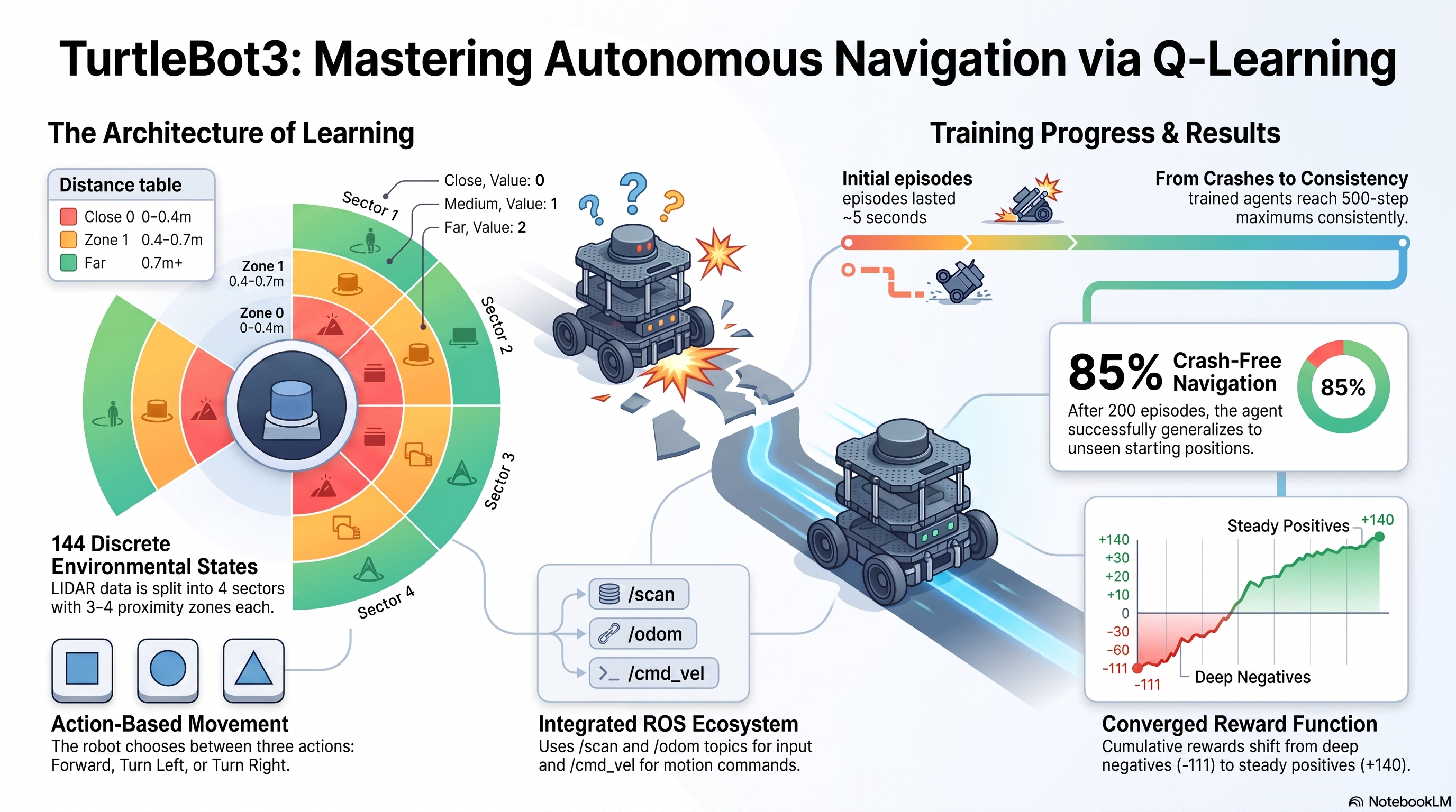 Infographic — Q-Learning navigation system summary